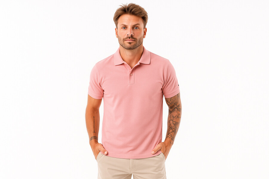 REMERA PIQUE CUELLO POLO 1801 Rosa