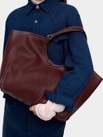Bolso Shopper Liso Con Bolsa burdeos