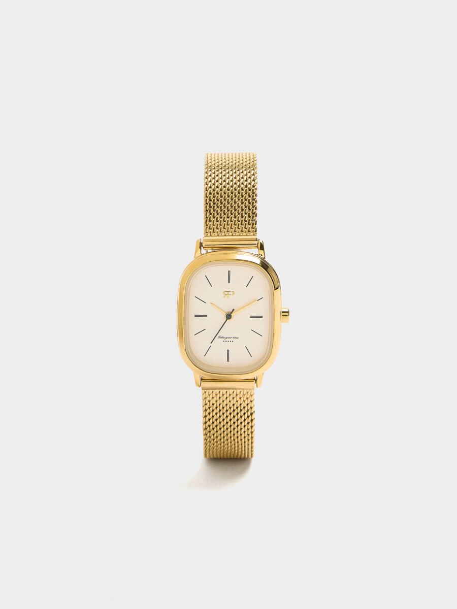 Reloj De Malla Metálica De Acero Inoxidable dorado