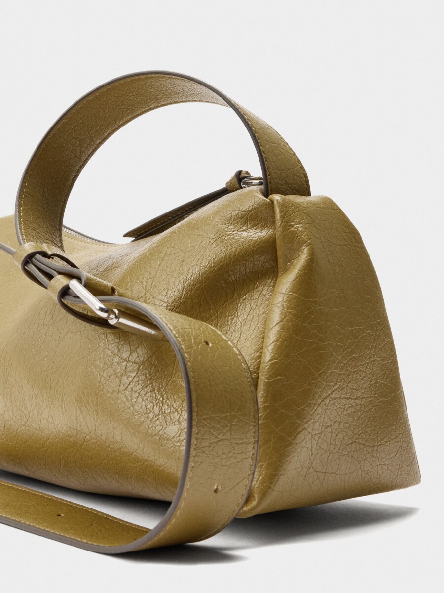 Bolso Bandolera Efecto Craquelado verde