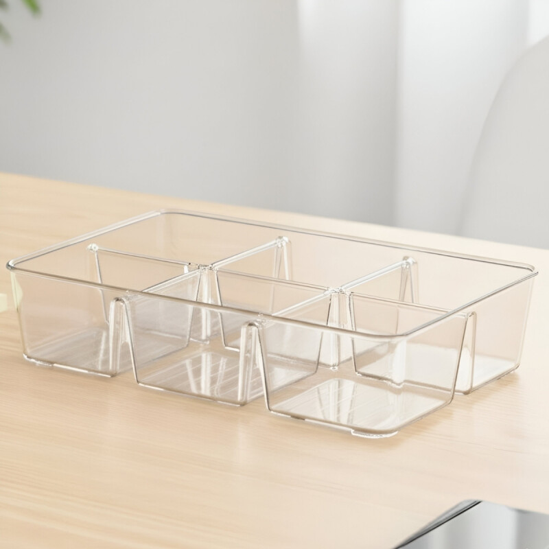 Organizador acrílico con divisiones 25 cm TRANSPARENTE
