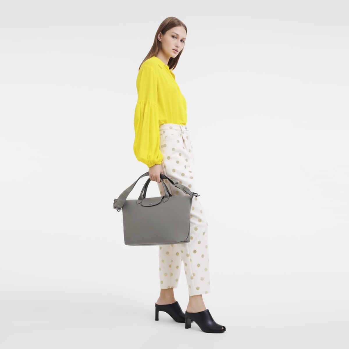 Longchamp -Cartera de gran capacidad en cuero, Le pliage Xtra - Gris 