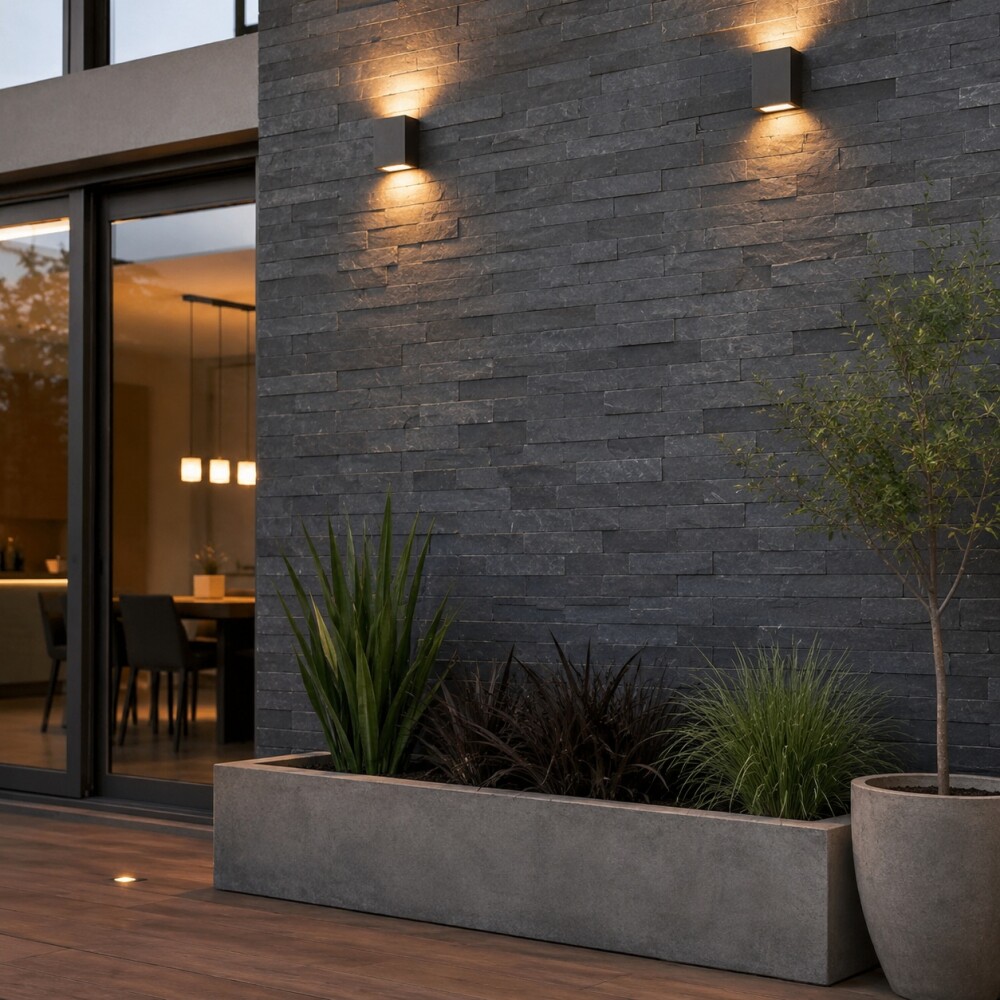 REVESTIMIENTO PIEDRA NATURAL BLACK 15x60 cm Revestimiento Piedra Natural Black 15x60 Cm
