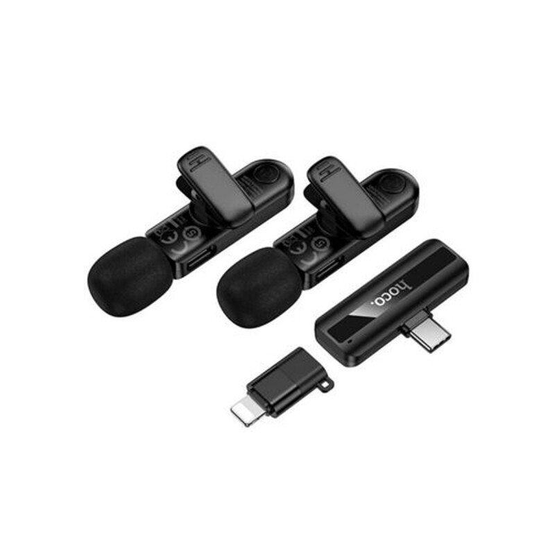 Set de 2 Micrófonos Solaperos HOCO L20A Lightning y USB-C Set de 2 Micrófonos Solaperos HOCO L20A Lightning y USB-C