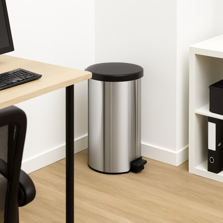 PAPELERA TACHO ACERO INOXIDABLE TRAMONTINA 30LTS PLATEADO