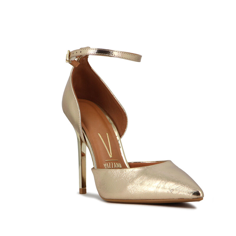 Vizzano Zapato Clasico Con Pulsera Dama Metalizado Punta Fina Taco Alto Lxv Dorado