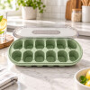 Cubetera para Hielo con Tapa y Base de Silicona 12 Cubos Mini Verde