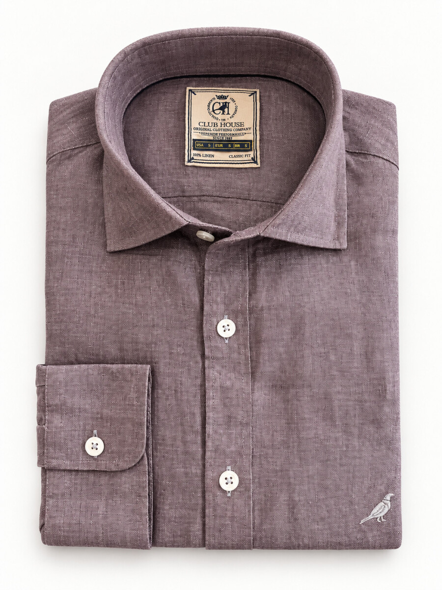 Camisa lino Short Collar - Mora Melange 