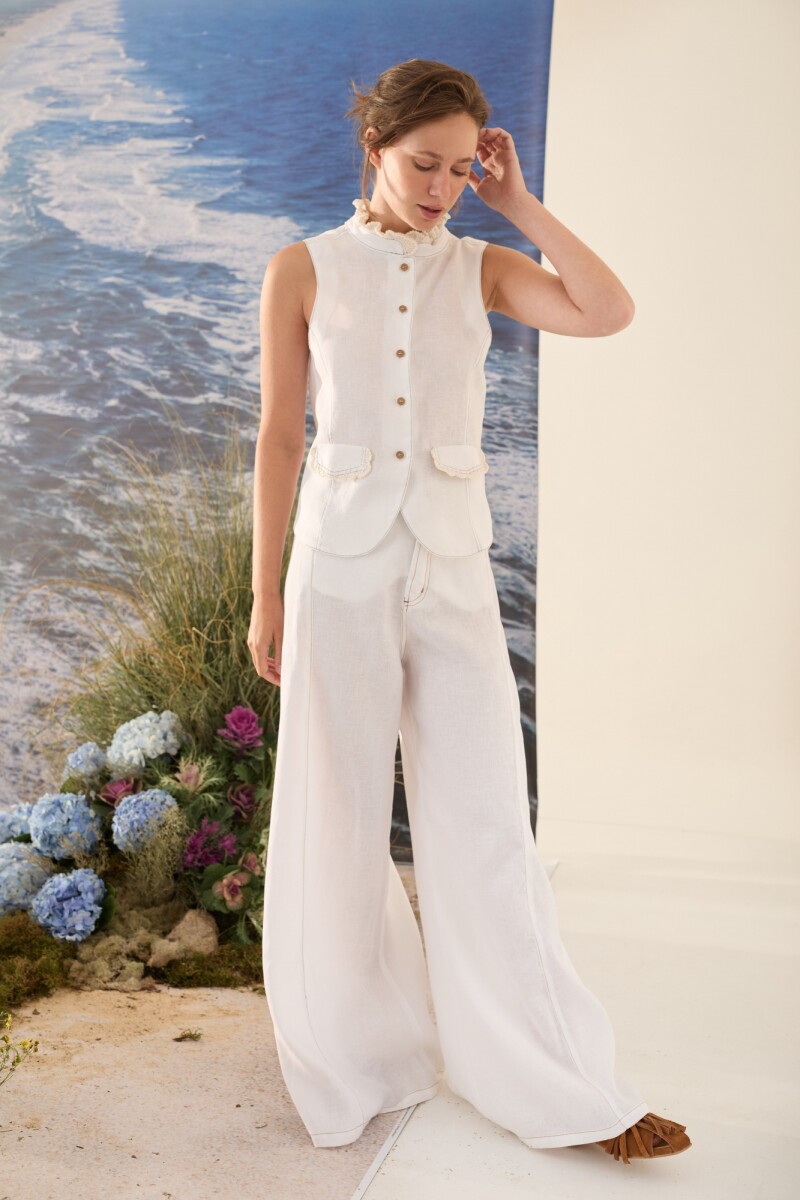 PANTALON WIDE XL LINEN SS27 Blanco