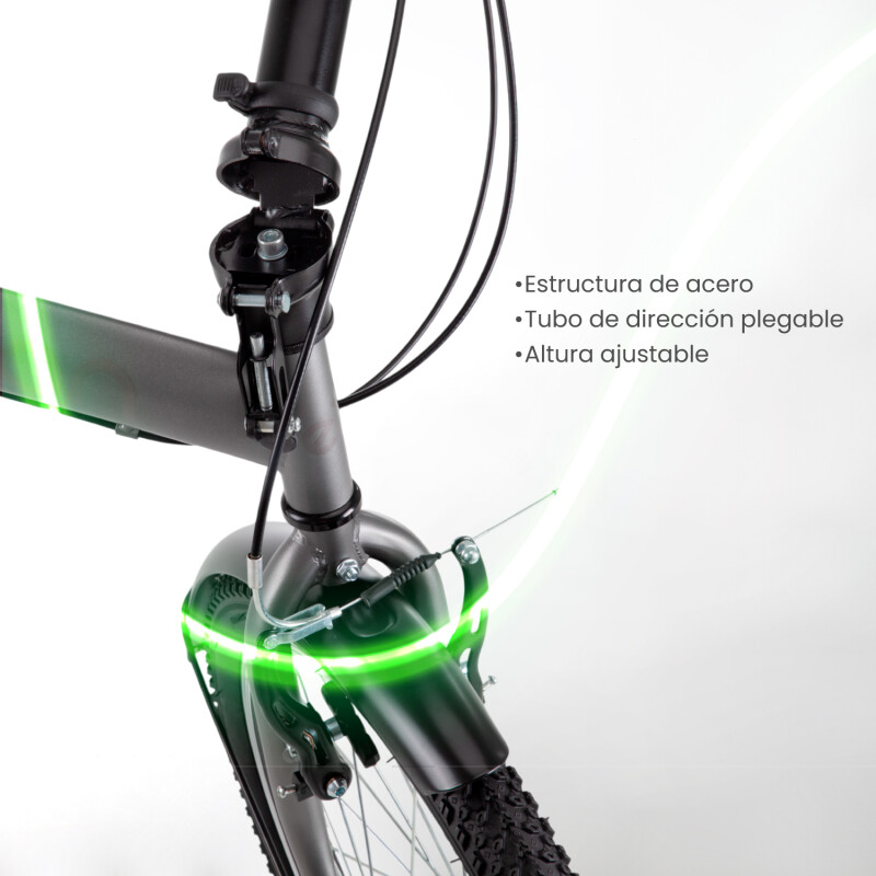 Bicicleta Plegable Rodado 20 Shimano Parrilla Gris