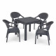 Mesa ratán 90x90 + 4 sillas con apoya brazos GRIS