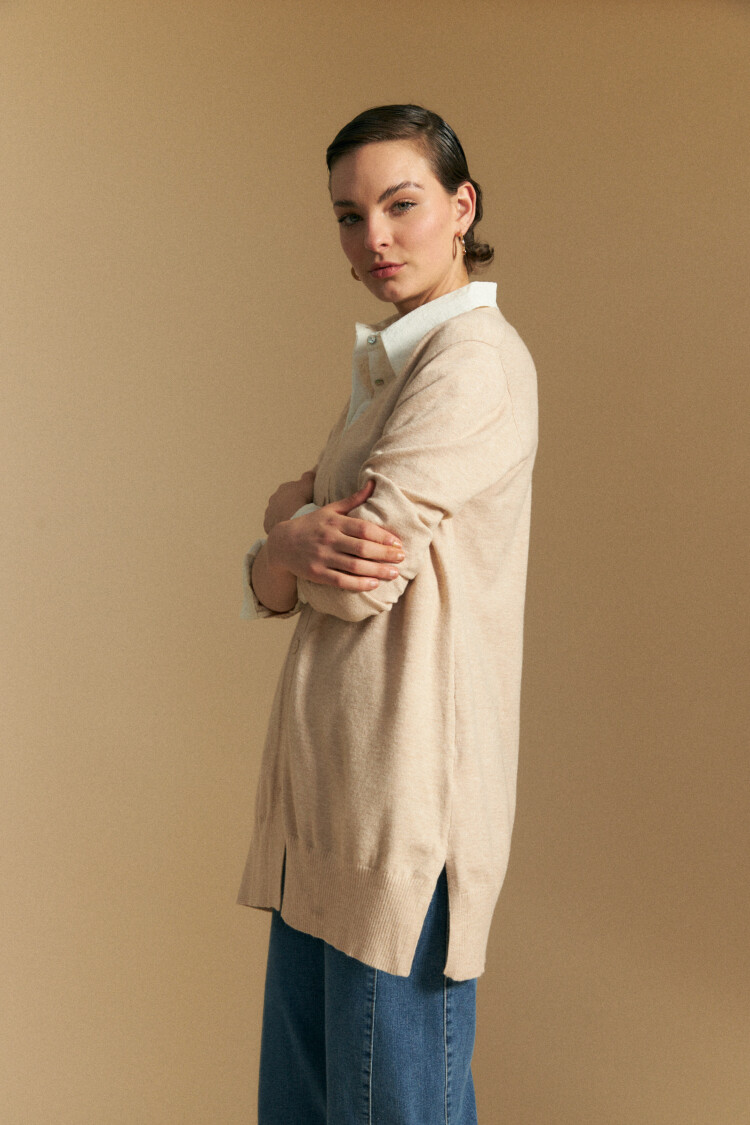 CARDIGAN ROMERO Beige Melange