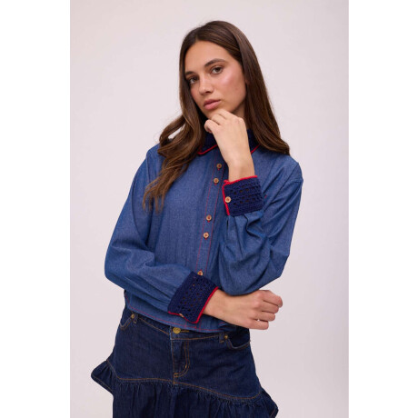 CAMISA AZAR CROCHET DENIM Azul
