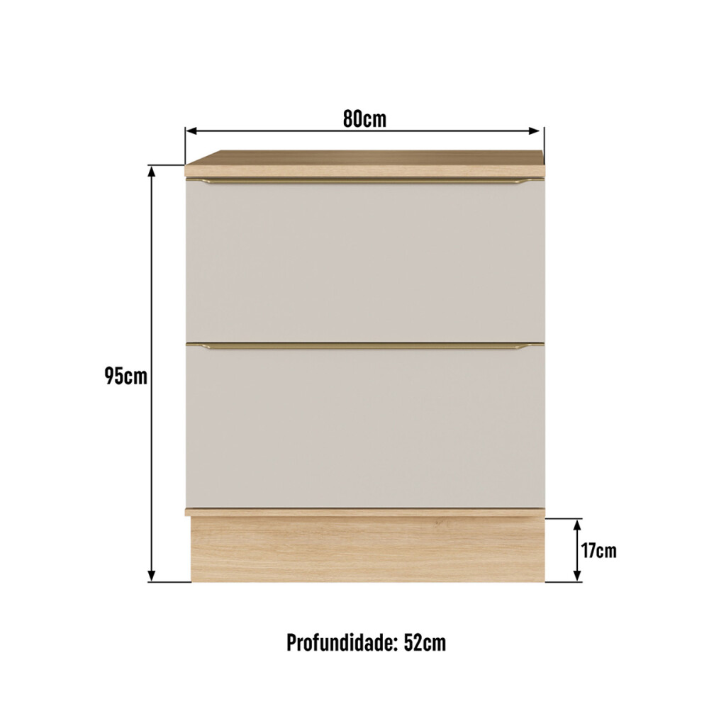 Bajo mesada Everest con 2 cajones 0,80 m Color: Carvalho/Panna Bajo Mesada Everest Con 2 Cajones 0,80 M Color: Carvalho/panna