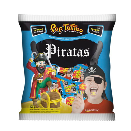 Chupetin plano con tatuaje 400g 50u Pirata Chupetin plano con tatuaje 400g 50u Pirata