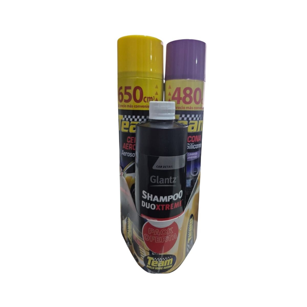 KIT DE CERA EN AEROSOL + SHAMPOO + SILICONA PARA AUTO TEAM Kit De Cera En Aerosol + Shampoo + Silicona Para Auto Team
