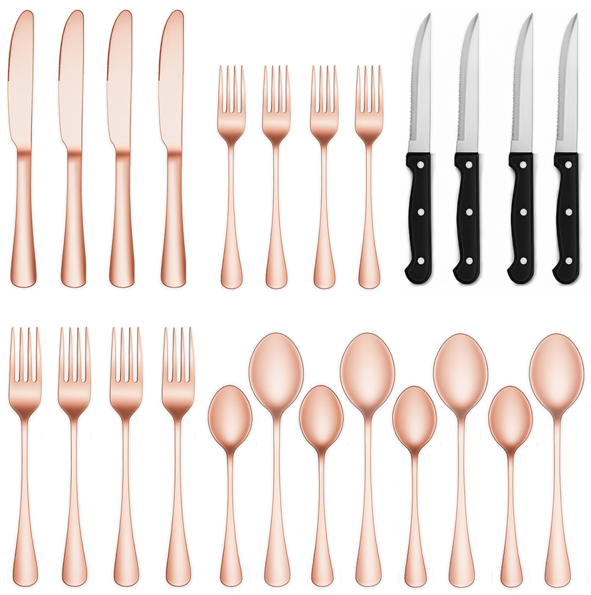 Juego de 24 Cubiertos De Acero Inoxidable Cocina Imback Rosa 