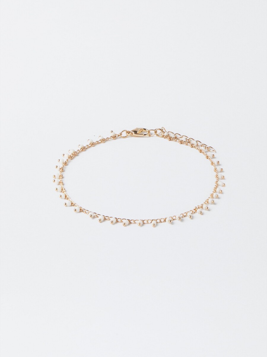 Pulsera Tobillera Con Abalorios dorado