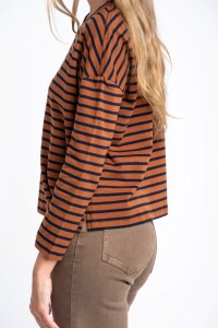 Remerón Algodón Elastano Rayad0 Camel