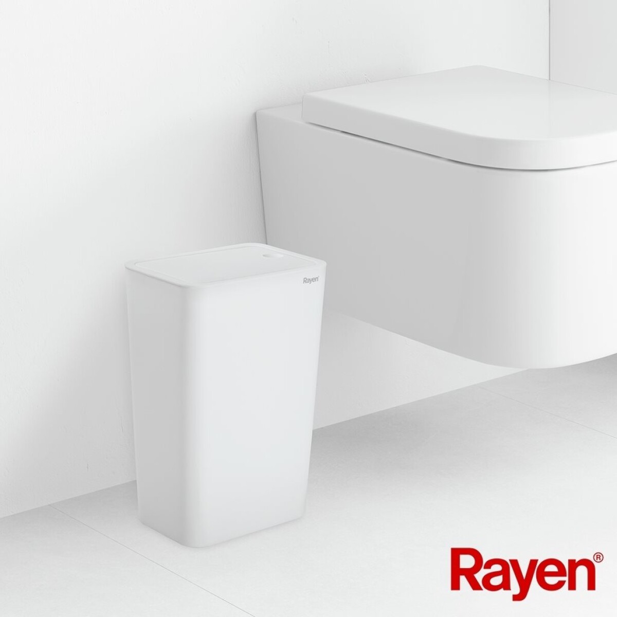 PAPELERA PLASTICO C/TAPA 9L 22x16x33CM BLANCO 