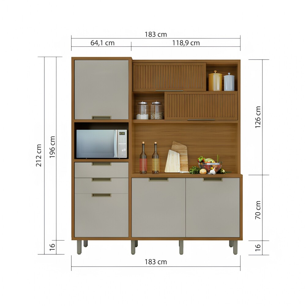 Mueble de Cocina Modular IMPERATRIZ Marron/Gris