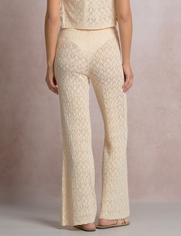 Pantalón Boho Calado Acampanado BEIGE