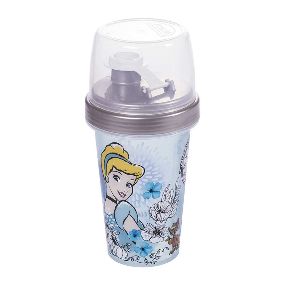 Vaso Milk Shake con Tapa Princesas Disney 320 ml - CELESTE 