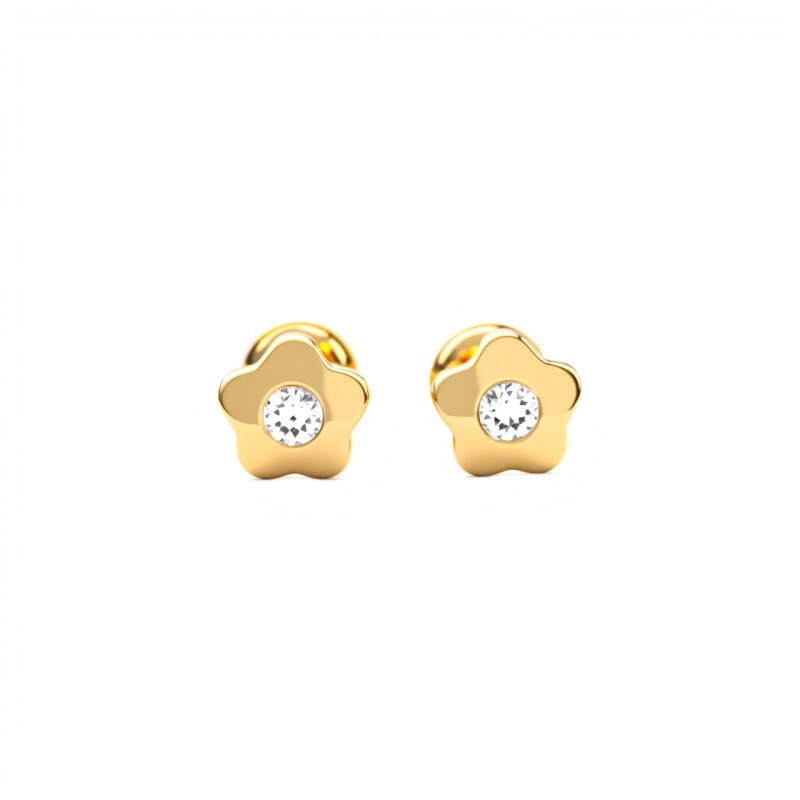 Abridores Estrellas -Oro Bajo-Zirconia blanca-AB8049 conpiedra