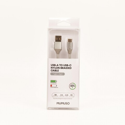 CABLE USB-A A USB-C (PLATEADO/2 M) CABLE USB-A A USB-C (PLATEADO/2 M)