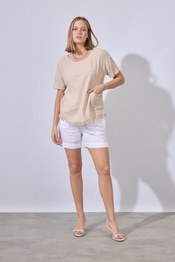 Blusa Lino Flecos BEIGE