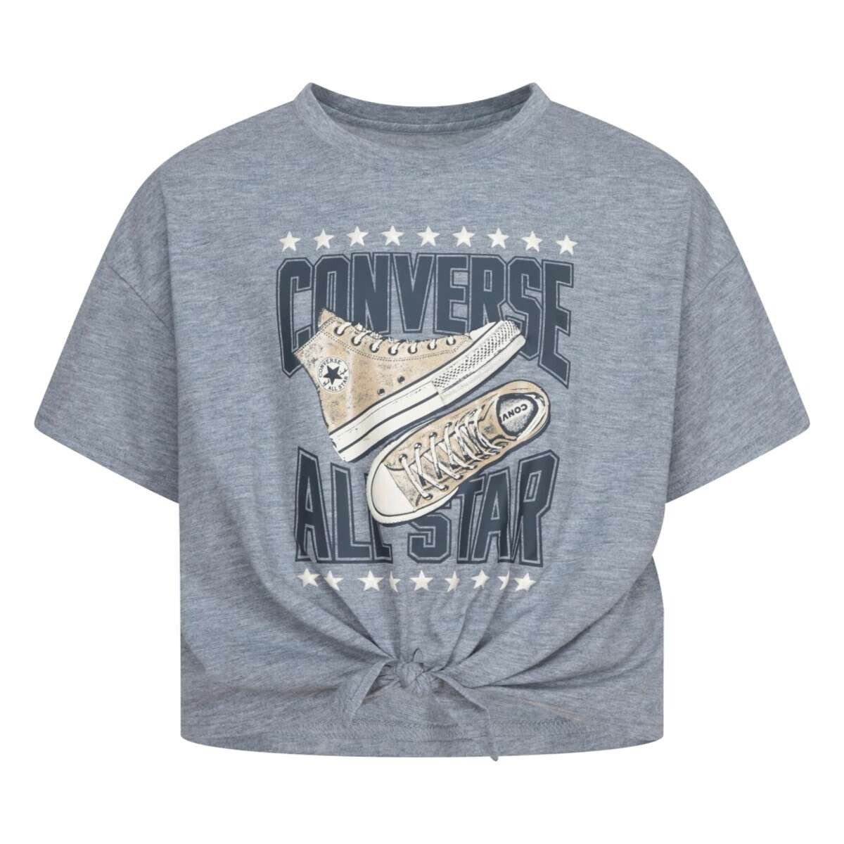 Remera Tie Front Gfx Boxy de Niña - Gris 