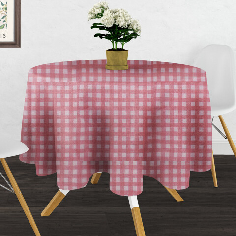 Mantel Bukara Peva Redondo 160 cm 1084 CUADROS ROJO