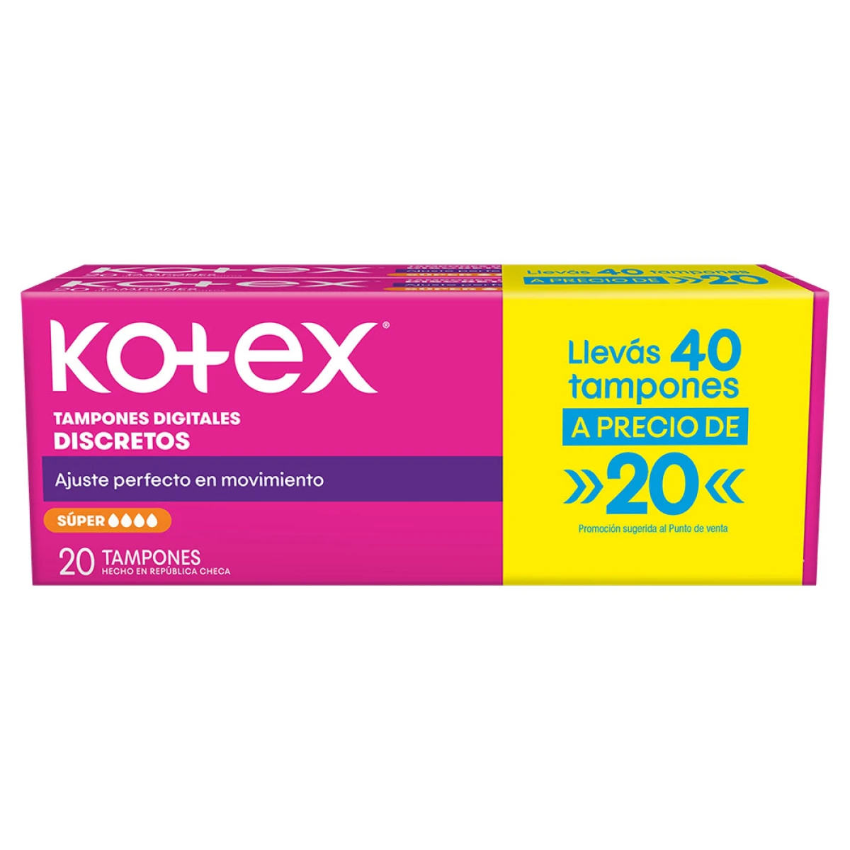 Tampones Kotex Super Promo 2X1 - 40 Unidades 