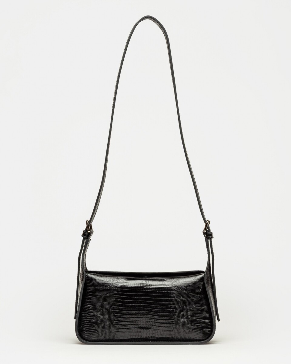 Bandolera Nicola en cuero lagarto - Negro 