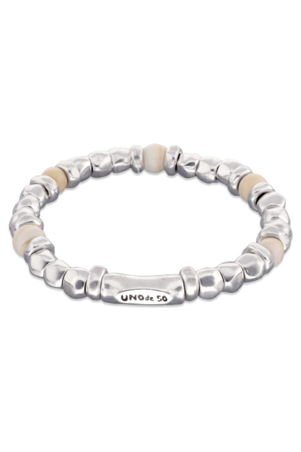 PULSERA DE BOLAS DE ALEACIÓN DE METALES BAÑADOS EN PLATA CON CRISTAL DE MURANO COLOR MARFIL Pulsera