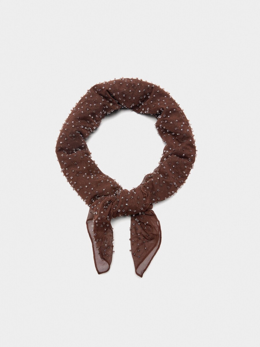 Pañuelo Multifuncional Con Abalorios marron