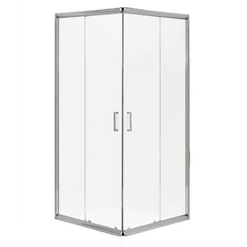 Mampara Esquinera Recta de Vidrio 6mm con Perfiles de Aluminio 90x90x200 cm GRIS