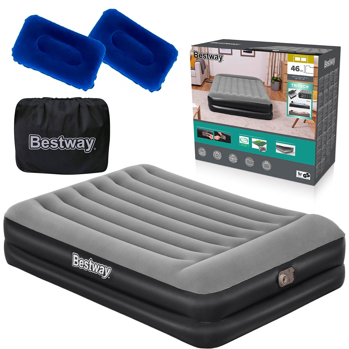 Colchón Sommier Inflable Bestway 2p Eléctrico Camping - Cmb000504 