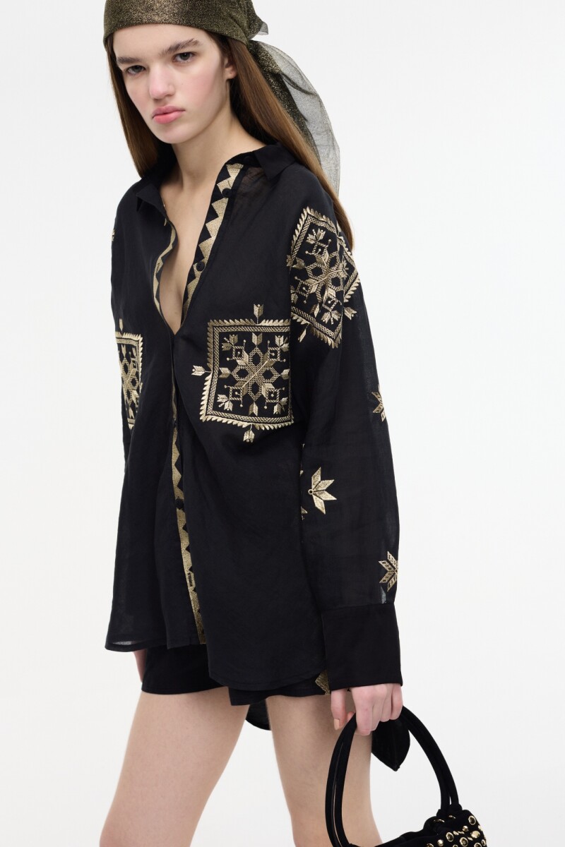 CAMISA BORDADA Negro