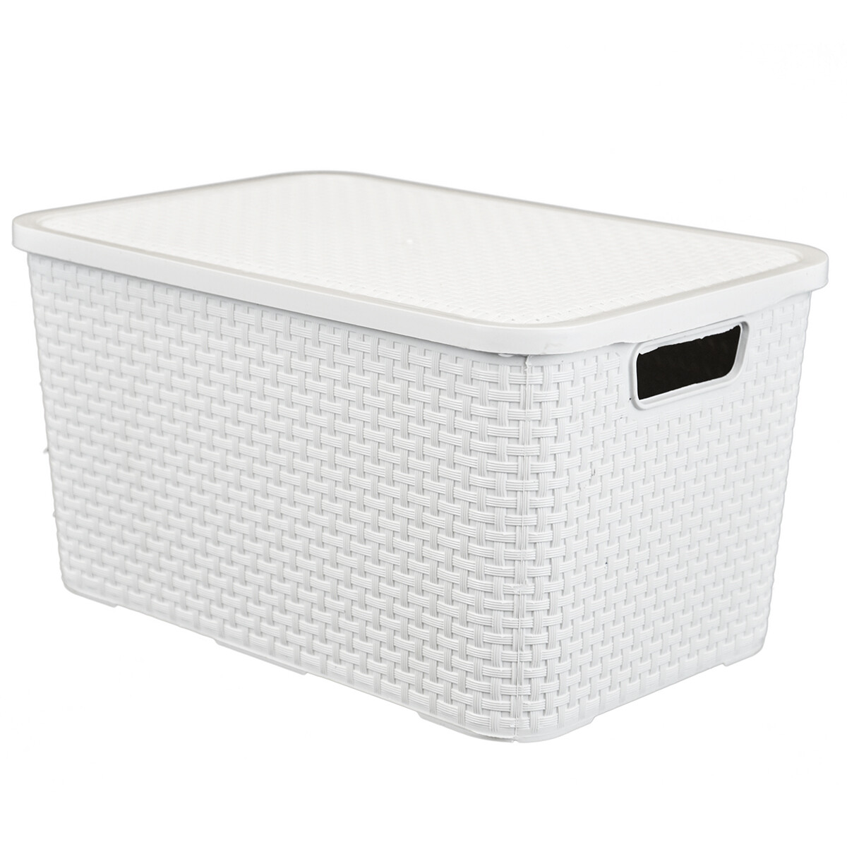 Caja organizadora plástica simil ratán 7 lts - BLANCO 