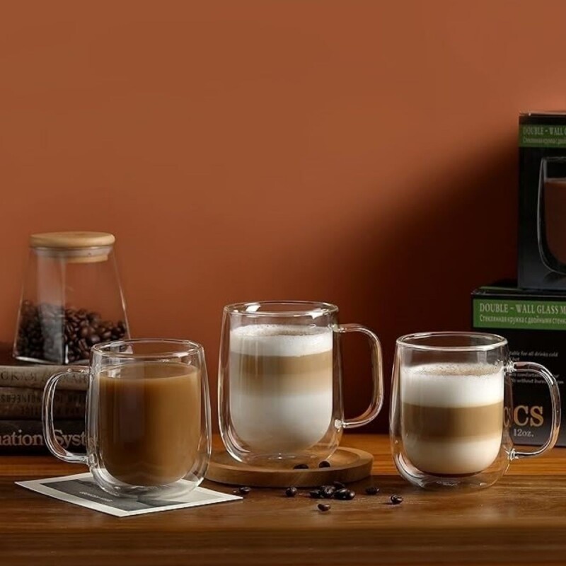 Set x2 tazas doble pared 250ml TRANSPARENTE