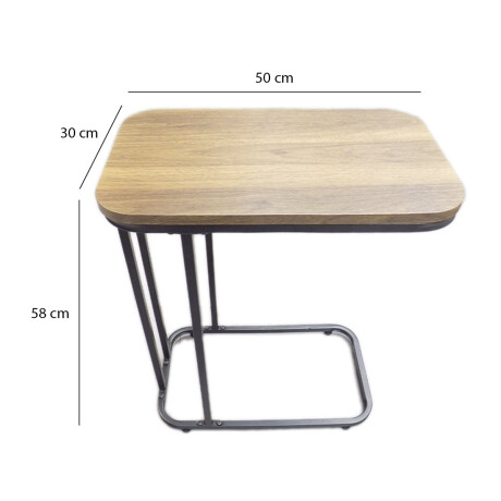 Mesa Auxiliar Rectangular en MDF Metal p/ Living Sillón Sofá Natural