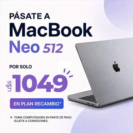 Apple Macbook MHFA4. Neo A18 Pro. RAM 8GB. Disco Sólido 512GB. Pantalla 13'' Retina Apple Macbook MHFA4. Neo A18 Pro. RAM 8GB. Disco Sólido 512GB. Pantalla 13'' Retina