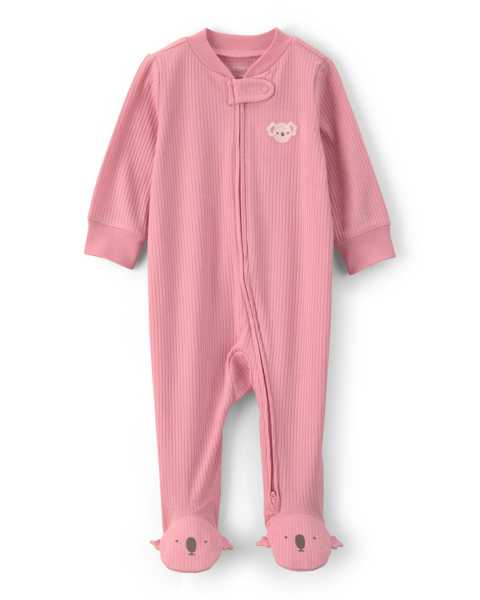 Pijama una pieza de algodón, con pie, rosado, diseño koala Sin color
