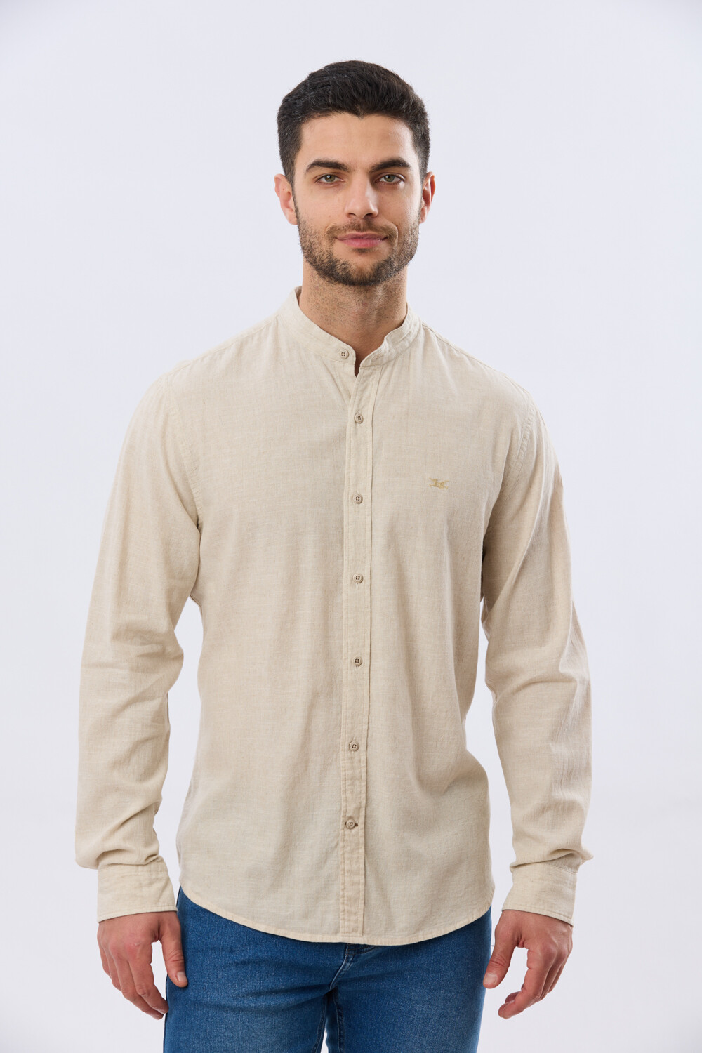 CAMISA LISA DE LINO CUELLO MAO Arena