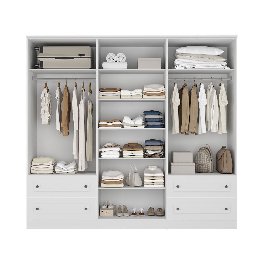 Ropero Americano PLUS 6 puertas 4 cajones - 100% MDF Blanco