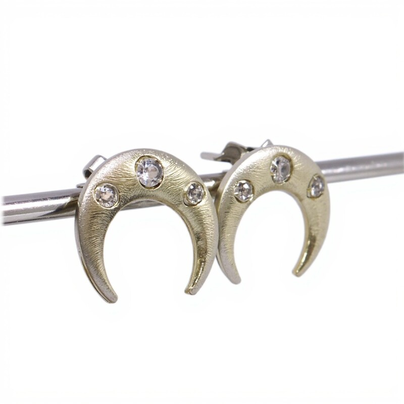 Caravanas media luna - plata 925 - zirconias - CA8418 conpiedra