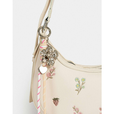 Bandolera Con Charm Estampado Flores