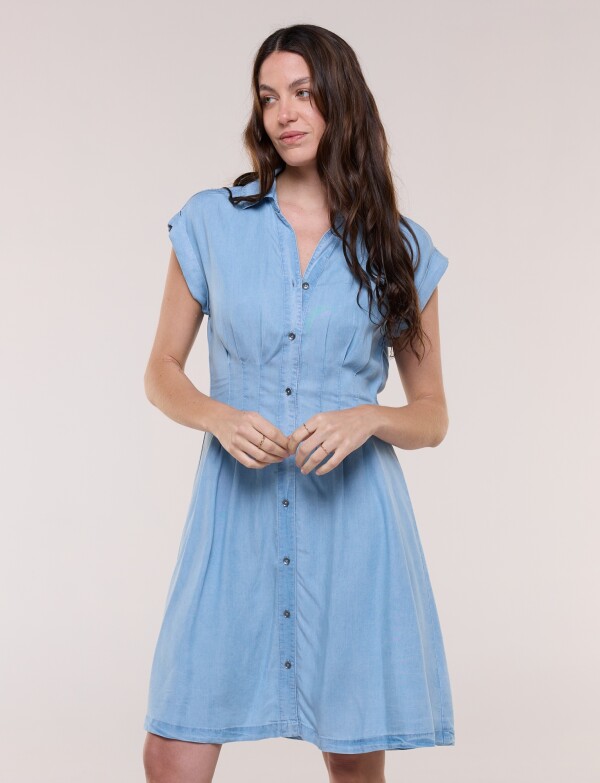 Vestido Camisero Entallado Denim JEAN CLARO