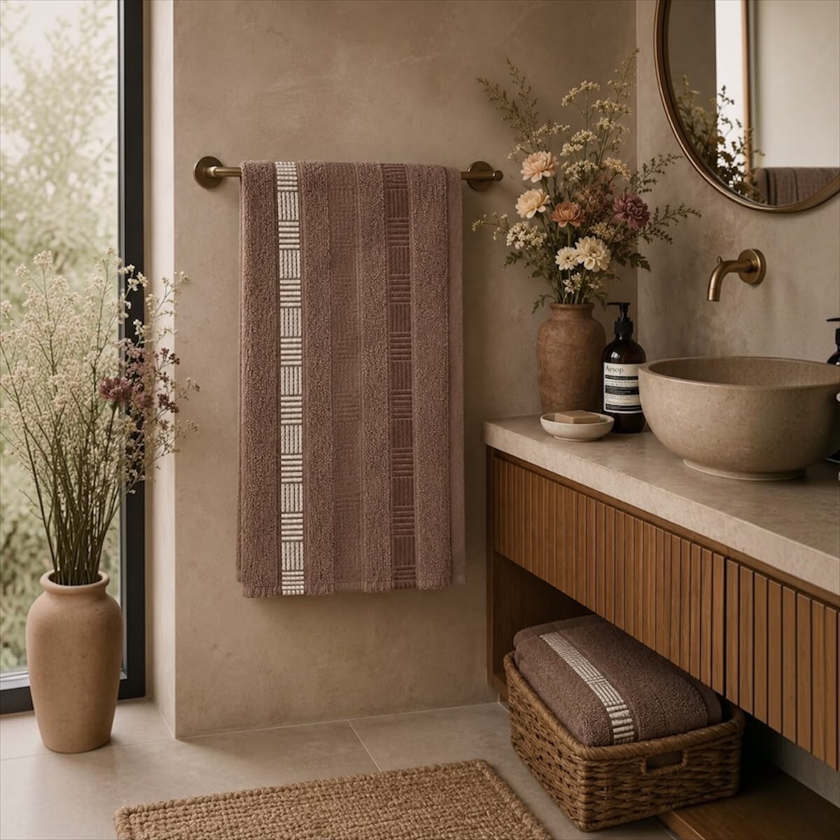 Toalla de Baño en Aldogón 70x135cm Moreto - Marron 